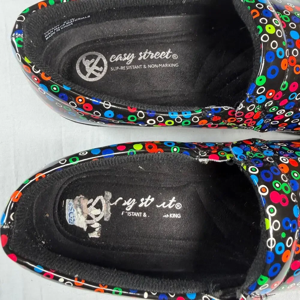Easy Works by Easy Street Shoes Women's 8.5 Slip Resistant Non-Marking Colorful